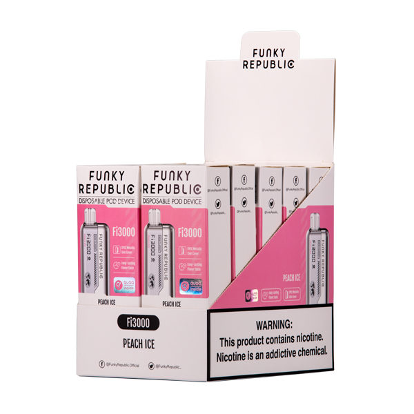 Peach Ice Funky Republic Fi3000 Disposable Vape 10-Pack for Wholesale