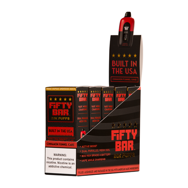 5 Pack of Cinnamon Funnel Cake Fifty Bar 20K Vape for Wholesale