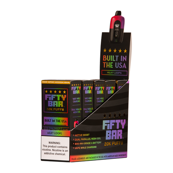 5 Pack of Milky Loops Fifty Bar 20K Vape for Wholesale