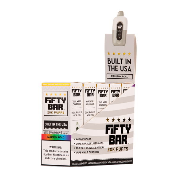 Rainbow Road Fifty Bar 20K Vapes 5 pack