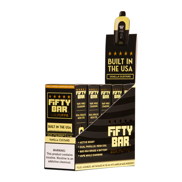 5 Pack ofVanilla Custard Fifty Bar 20K Vape for Wholesale