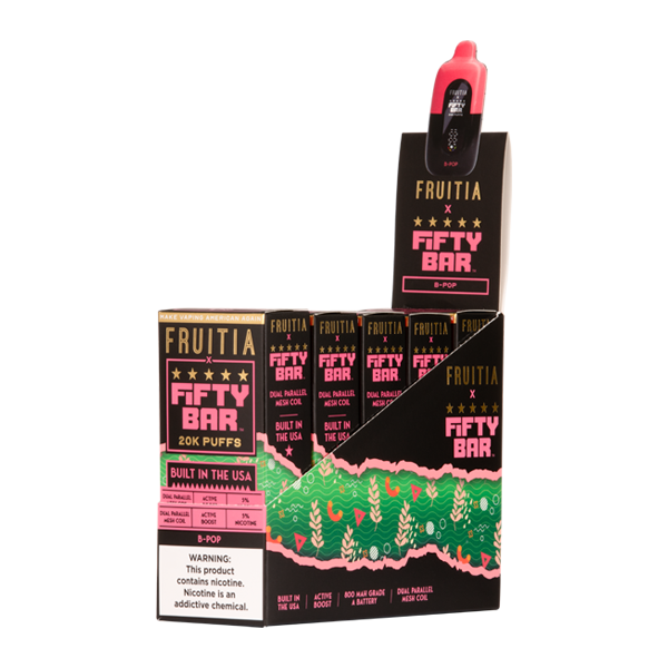 5 Pack of B-Pop FRUITIA X Fifty Bar 20K for Wholesale