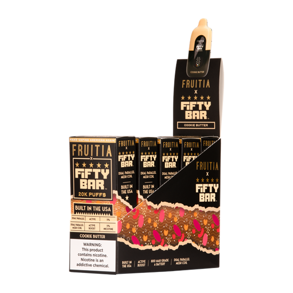 5 Pack of Cookie Butter FRUITIA X Fifty Bar 20K for Wholesale