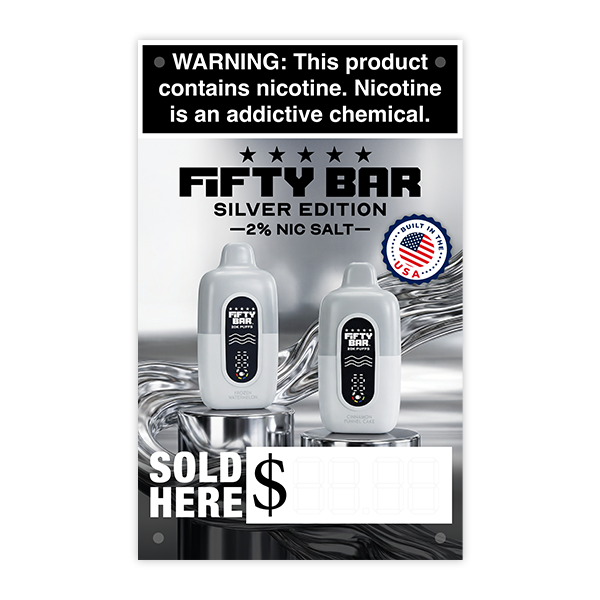 FIFTY BAR 20K Silver Series Vinyl Banner