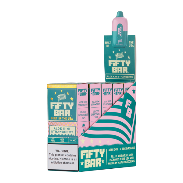 Aloe Kiwi Strawberry Fifty Bar Vape 5-Pack for Wholesale