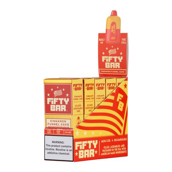 Cinnamon Funnel Cake Fifty Bar Vape 5-Pack for Wholesale