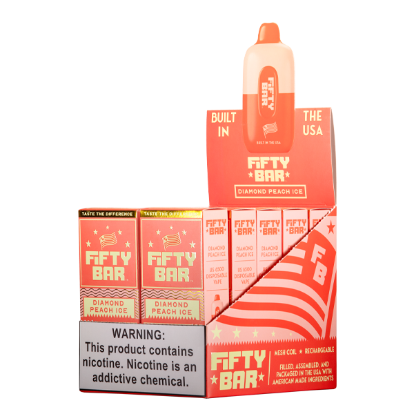 Diamond Peach Ice Fifty Bar Vape 10-Pack for Wholesale