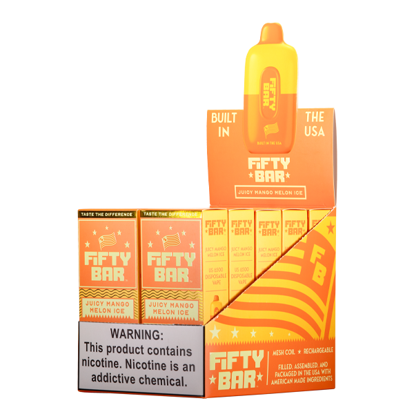 Juicy Mango Melon Ice Fifty Bar Vape 10-Pack for Wholesale