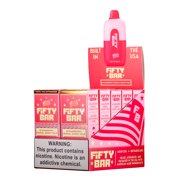 Strawberry Cereal Donut Milk Fifty Bar Vapes 10-Pack for Wholesale