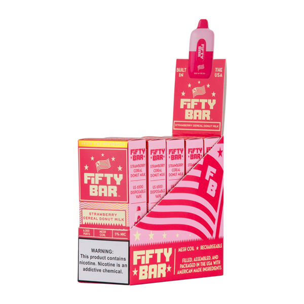 Strawberry Cereal Donut Milk Fifty Bar Vapes 5-Pack for Wholesale