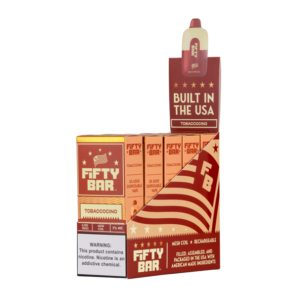 Tobaccocino Fifty Bar Vape 5-Pack for Wholesale