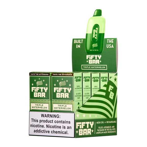 Triple Watermelon Fifty Bar Wholesale Vapes 10-Pack