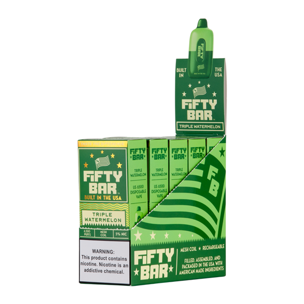 Triple Watermelon Fifty Bar Wholesale Vapes 5-Pack