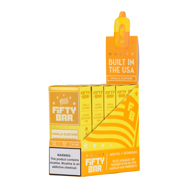 Vanilla Custard Fifty Bar Vape 5-Pack for Wholesale