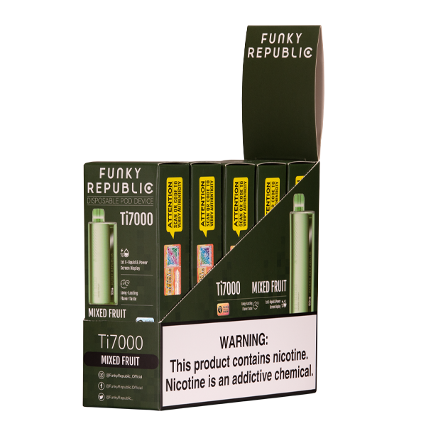 Mixed Fruit Funky Republic Ti7000 Disposable Vape 5-Pack for Wholesale