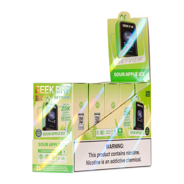 Sour Apple Ice Geek Bar Skyview Vape 5-Pack for Wholesale