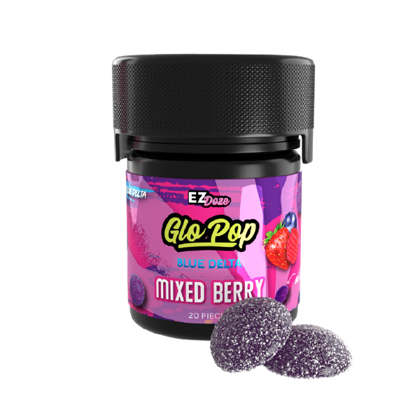 Mixed Berry Blue Delta Gummies from Glo Pop