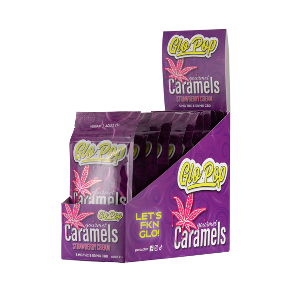 Strawberry Cream Glo Pop Caramels for Wholesale