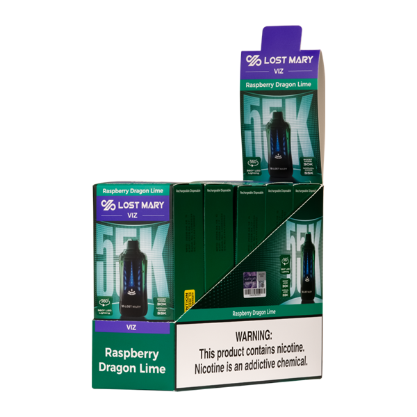 Raspberry Dragon Lime LOST MARY VIZ 55K Disposables for Wholesale