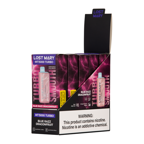 Blue Razz Dragonfruit Lost Mary MT15000 Turbo 5 Pack Wholesale Vape