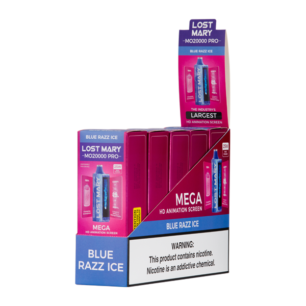 Blue Razz Ice Lost Mary MO20000 PRO Vape 5-Pack for Wholesale
