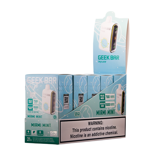 Miami Mint Geek Bar Pulse Wholesale Vapes 5-Pack