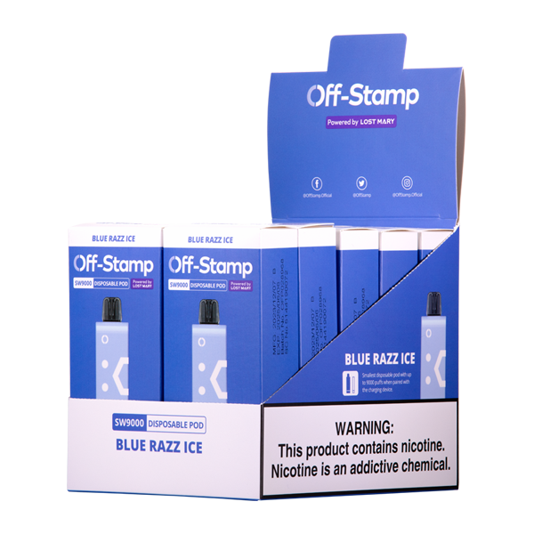 Blue Razz Ice OFF STAMP SW9000 Disposable Vape 10-Pack For Wholesale