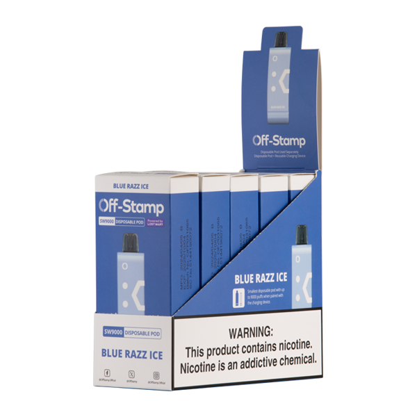 Blue Razz Ice OFF STAMP SW9000 Disposable Vape 5-Pack For Wholesale