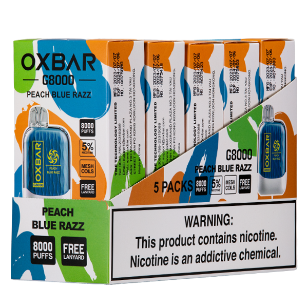 Peach Blue Razz Oxbar G8000 Wholesale Vape 5-Pack