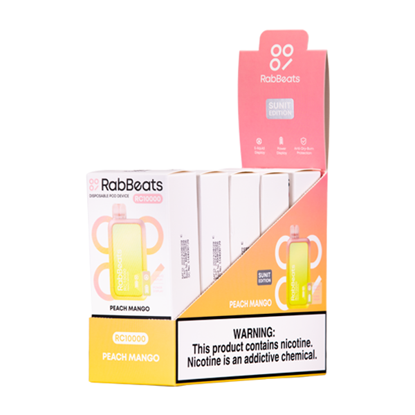 Peach Mango Rabbeats RC10000 Vape 5-Pack for Wholesale