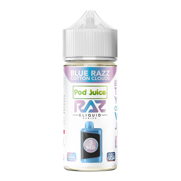 Blue Razz Cotton Clouds RAZ X POD JUICE 100ml for Wholesale