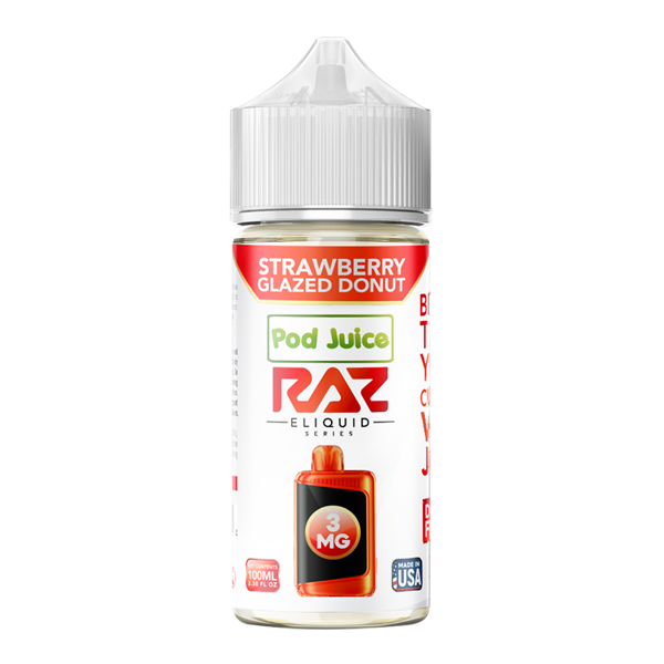 Strawberry Glazed Donut RAZ X POD JUICE 100ml for Wholesale