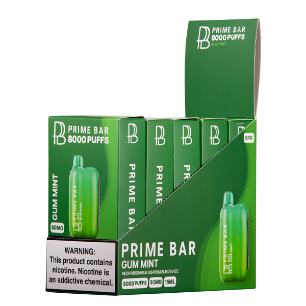 Gum Mint Prime Bar Vape 5-Packs for Wholesale
