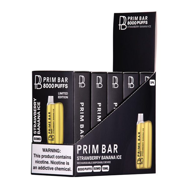 Strawberry Banana Ice Prime Bar 8000 Wholesale Vape 5-Pack