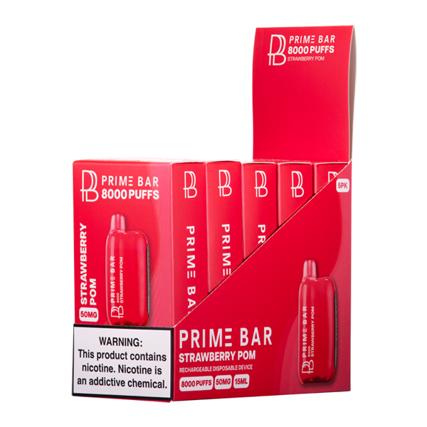 Strawberry Pom Prime Bar 8000 5-Pack