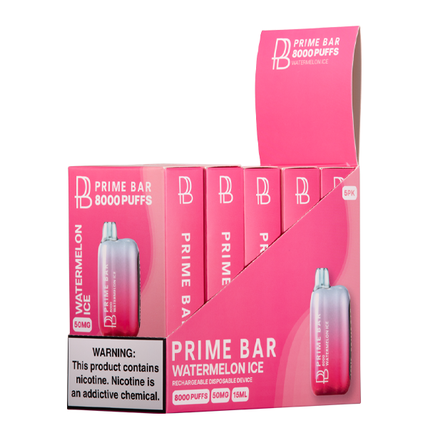 Watermelon Ice Prime Bar 8000 Vape 5-Pack for Wholesale