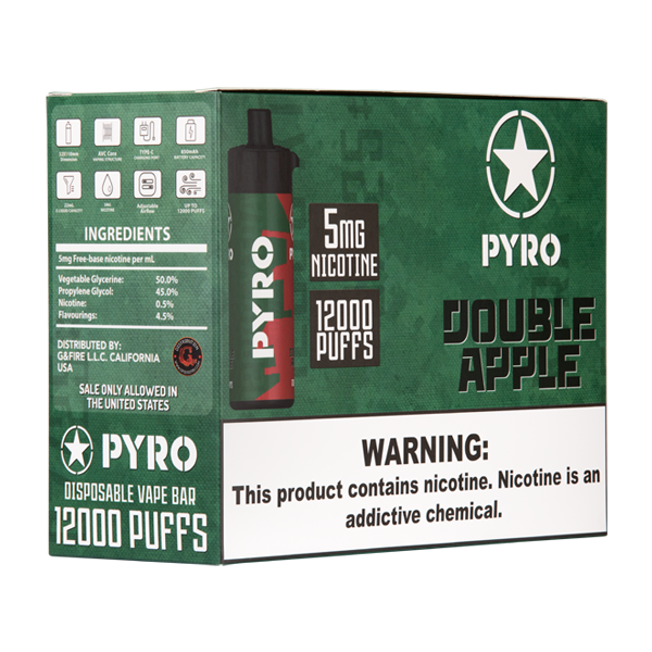 Double Apple Pyro Vape 10-Pack for Wholesale
