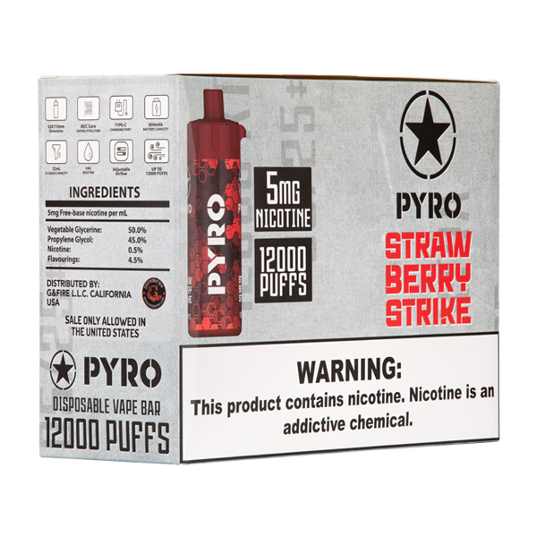 Strawberry Strike Pyro Vape 10-Pack for Wholesale