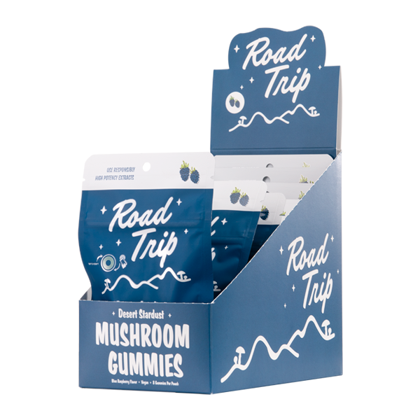10 Pack Blue Raspberry ROAD TRIP Mushroom Gummies 8ct For Wholesale