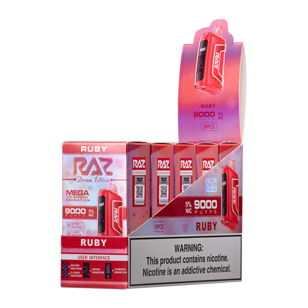 Ruby RAZ TN9000 Vapes 5-Pack for Wholesale