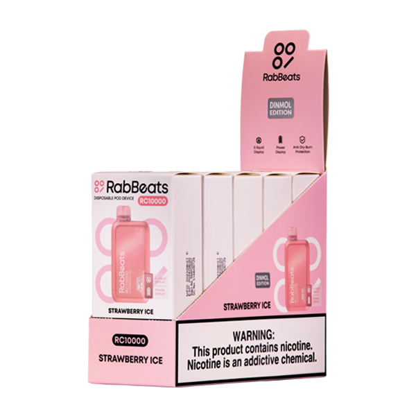 Strawberry Ice Rabbeats RC10000 Vape 5-Pack for Wholesale