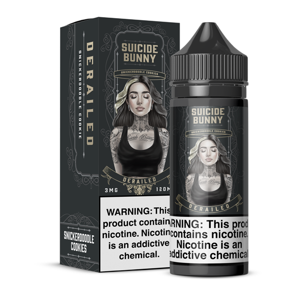 Derailed Suicide Bunny Free Base E-Juice Bottle & Box for Wholesale