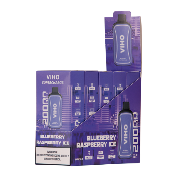 Blueberry Raspberry Ice Viho Supercharge Wholesale Vapes 5-Pack