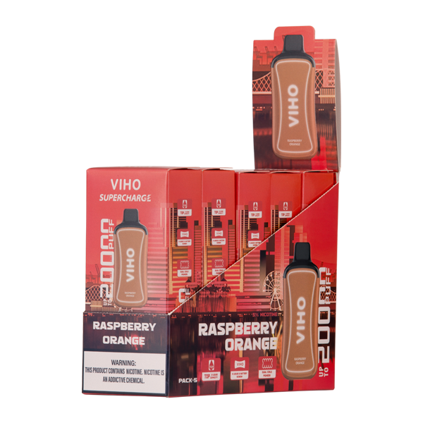 Raspberry Orange Viho Supercharge Wholesale Vapes 5-Pack