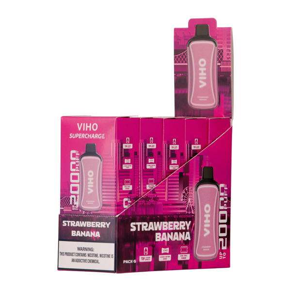 Strawberry Banana Viho Supercharge Wholesale Vapes 5-Pack