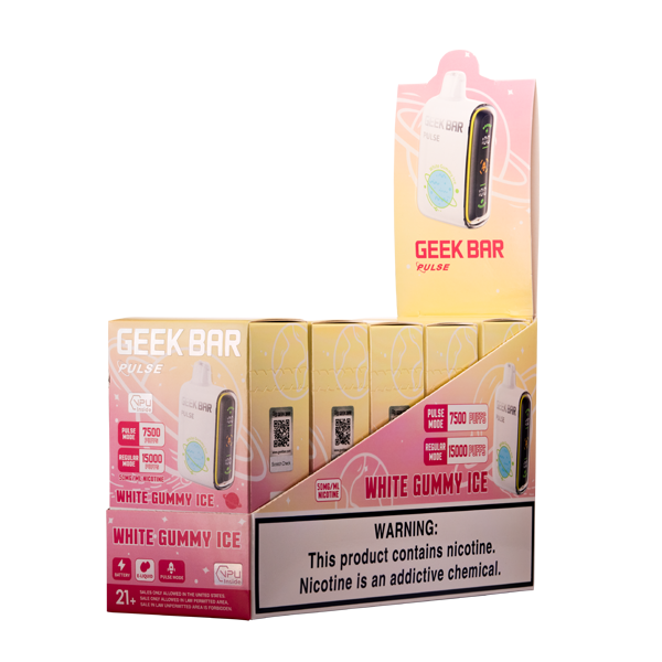 White Gummy Ice Geek Bar Pulse Wholesale Vapes 5-Pack