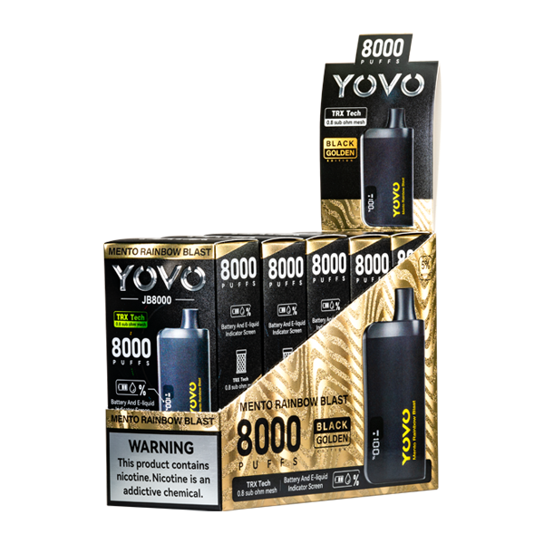 Mento Rainbow Blast YOVO JB8000 Vapes 5-Pack Wholesale