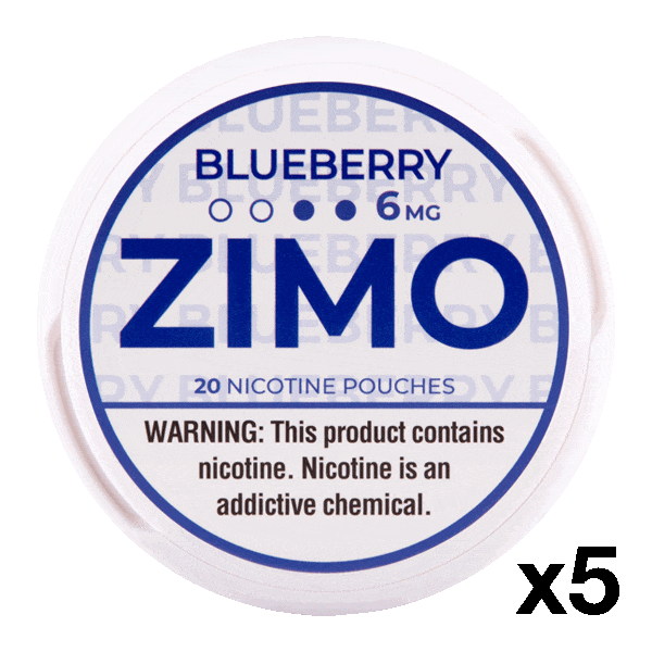 Zimo Blueberry, Grape, Lemon, Mango, Mint, and Wintergreen 6mg 5 Packs