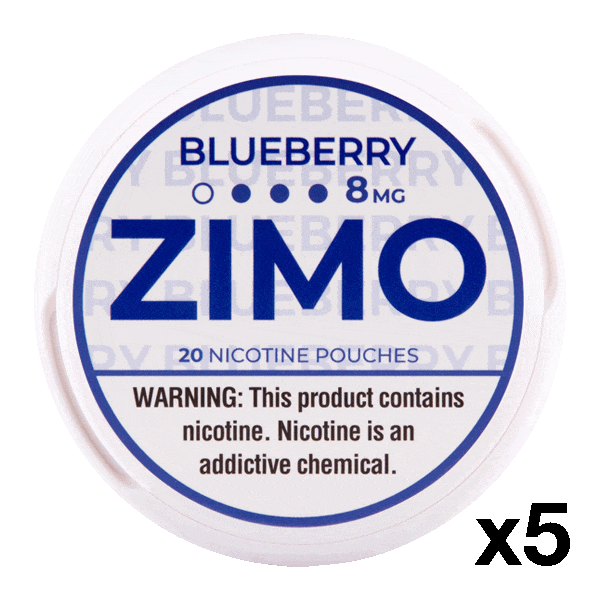 Zimo Blueberry, Grape, Lemon, Mango, Mint, and Wintergreen 8mg 5 Packs
