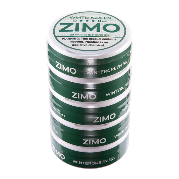 Wintergreen Zimo Nicotine Pouches 8mg 5-Pack for Wholesale
